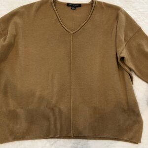 French Connection V-Neck Sweater in Warm Brown